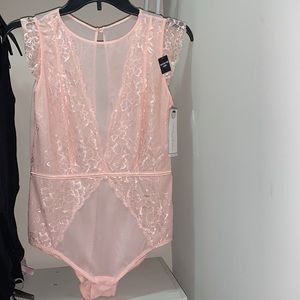 Pink lace bodysuit! Size Large